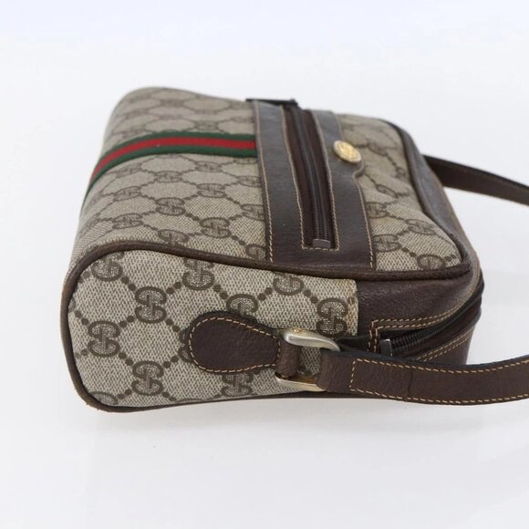 GUCCI GG Supreme Web Sherry Line Shoulder Bag PVC Beige Gold 010 378 Auth 150379 - Picture 4 of 16